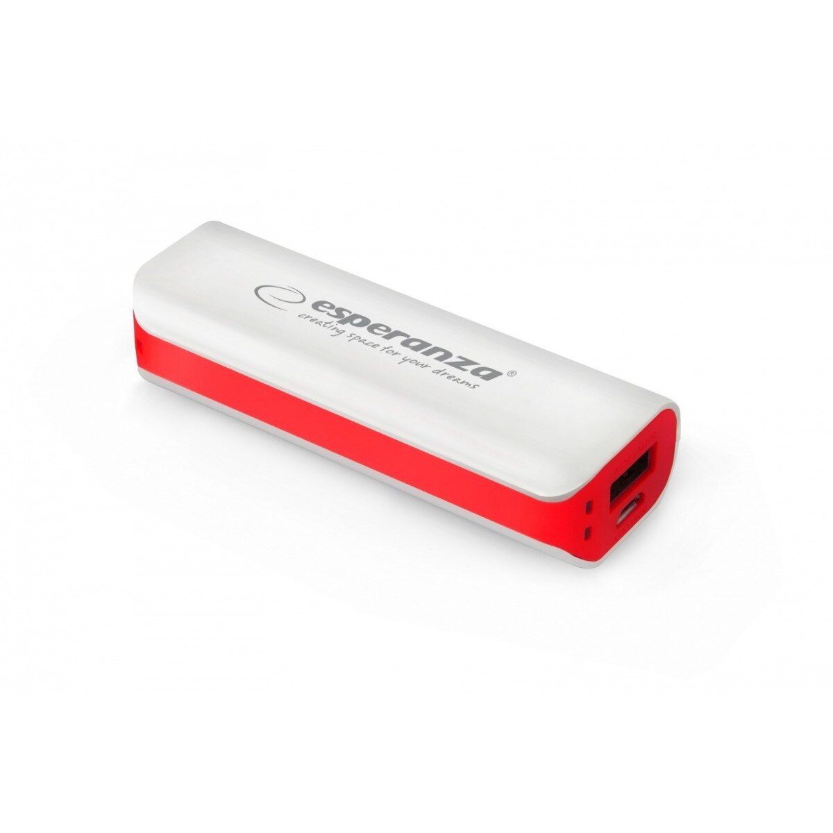 Acumulator extern Esperanza Power Bank Joule, 2200 mah, Alb/Rosu
