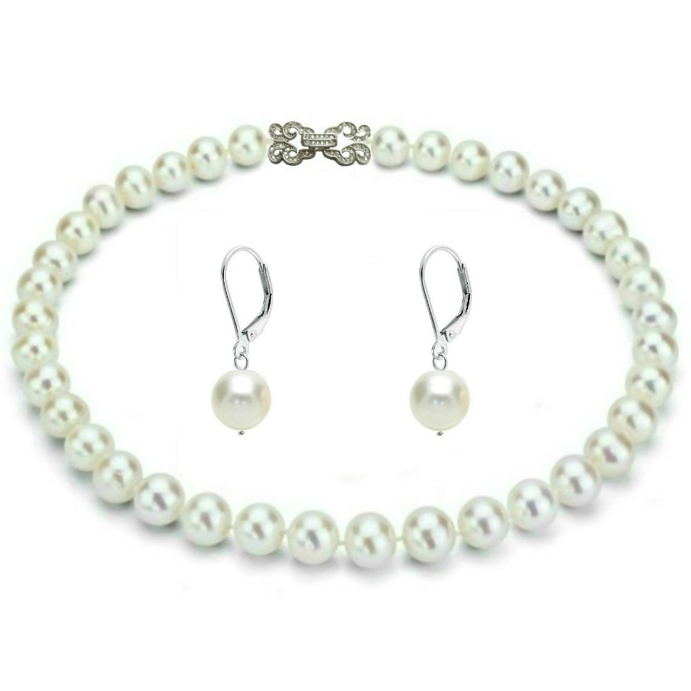 Set Business Argint 925 si Perle Albe Premium