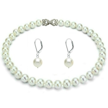 Set Business Argint 925 si Perle Albe Premium Set Business Argint 925 si Perle Albe Premium
