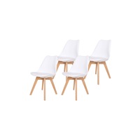 Scaune bucatarie, living, 4 bucati, piele ecologica, Alb