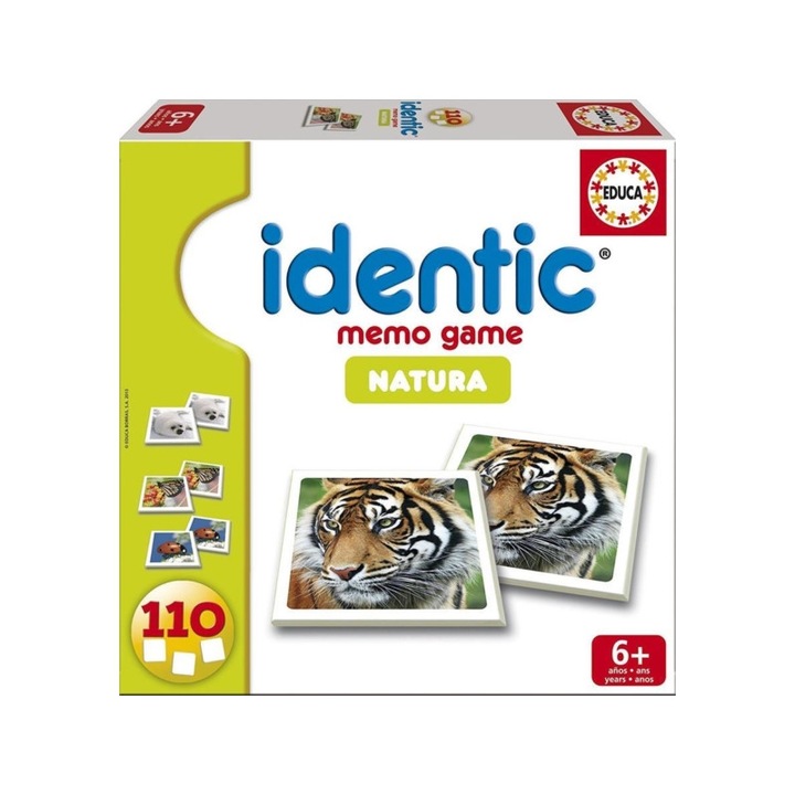 Joc de Memorie Educa Identic Natura, joc educativ, 110 carti, multicolor, pentru copii pana la 6 ani