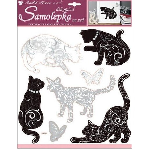 Sticker perete, pisici si fluturi 38 x 31 cm