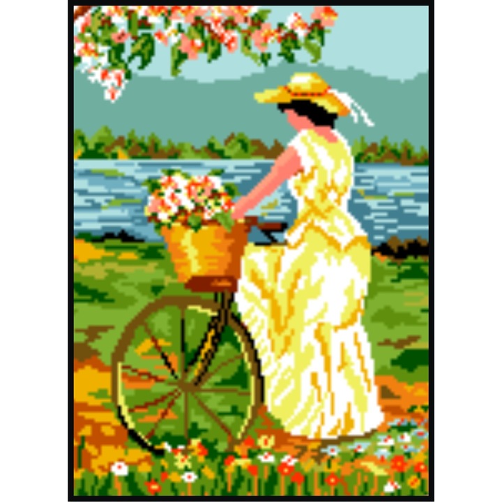 Popas la malul apei - kit goblen cu diagrama color