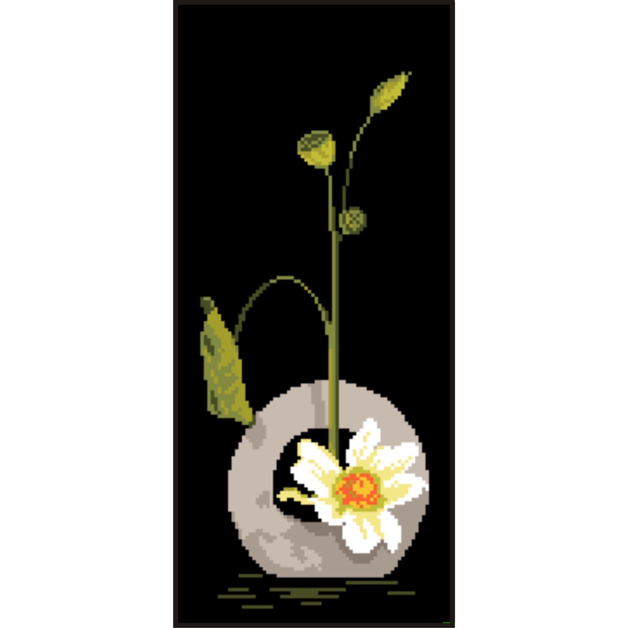 Kit goblen cu diagrama color, Ikebana cu lotus, Rogoblen, fire mouline 8 x 18cm