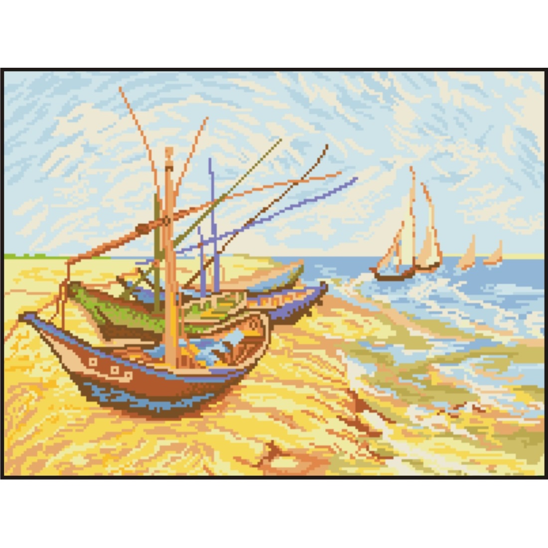 Kit goblen cu diagrama color - Barcile pescarilor, panza atipica Zweigart