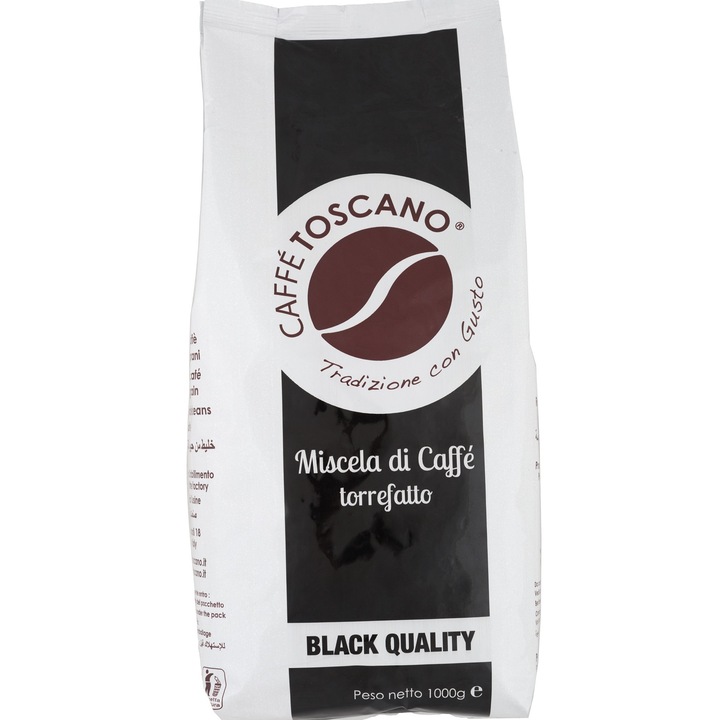 Кафе на зърна Caffe' Toscano, Black Quality, 1 kg, 20% Арабика 80% Робуста