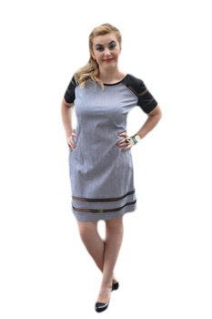 Rochie de vara cu design de dungi si insertii de plasa,D&J Exclusive, Negru-Alb Rochie de vara cu design de dungi si insertii de plasa,D&J Exclusive, Negru-Alb