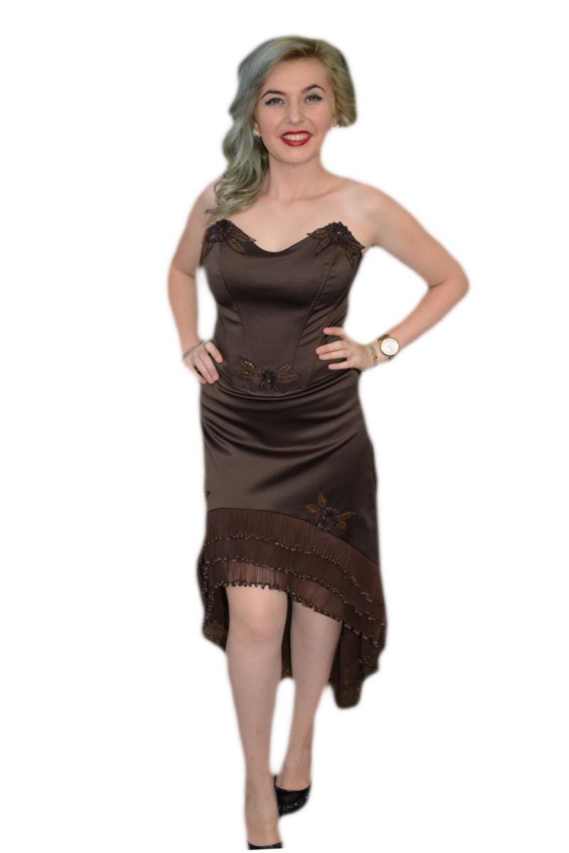 Rochie frumoasa de ocazie, cu insertie , design de costum,D&J Exclusive, Maro