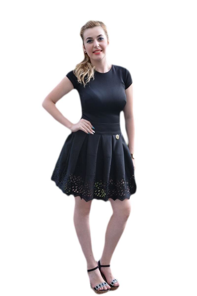 Rochie rafinata, cu inserti de paiete auri,D&J Exclusive, Negru