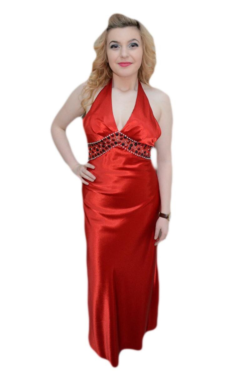 Rochie rafinata lunga , paiete,D&J Exclusive, Rosu