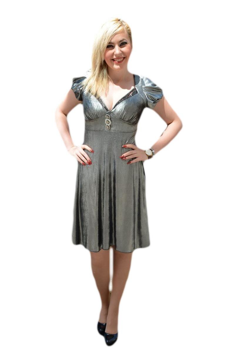 Rochie scurta de ocazie,D&J Exclusive, Argintiu, 38