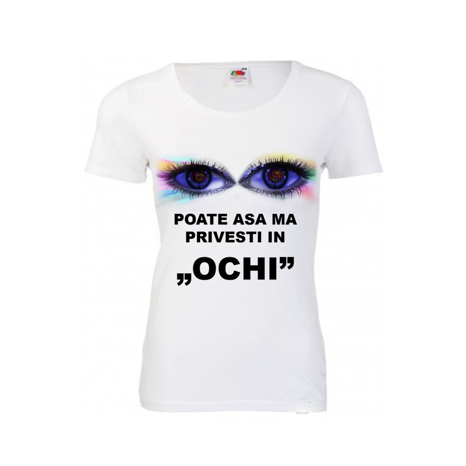Tricou personalizat Fruit of the Loom Poate asa ma privesti in ochi alb M