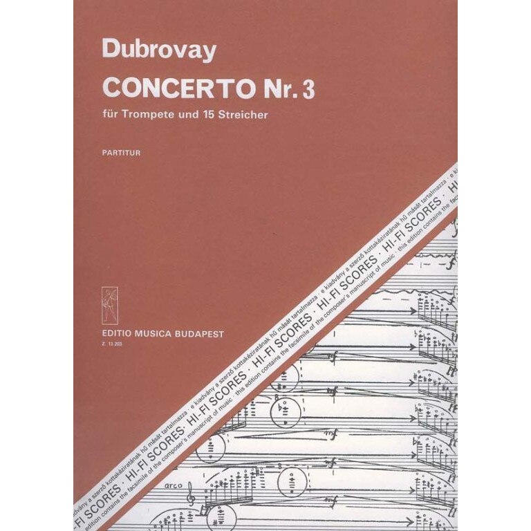 Dubrovay László: Concerto No. 3 for trumpet and 15 strings playing score