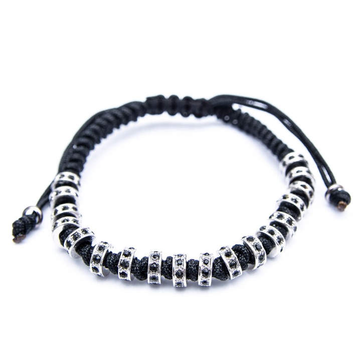 Bratara macrame cu discuri metalice model Kika, unisex