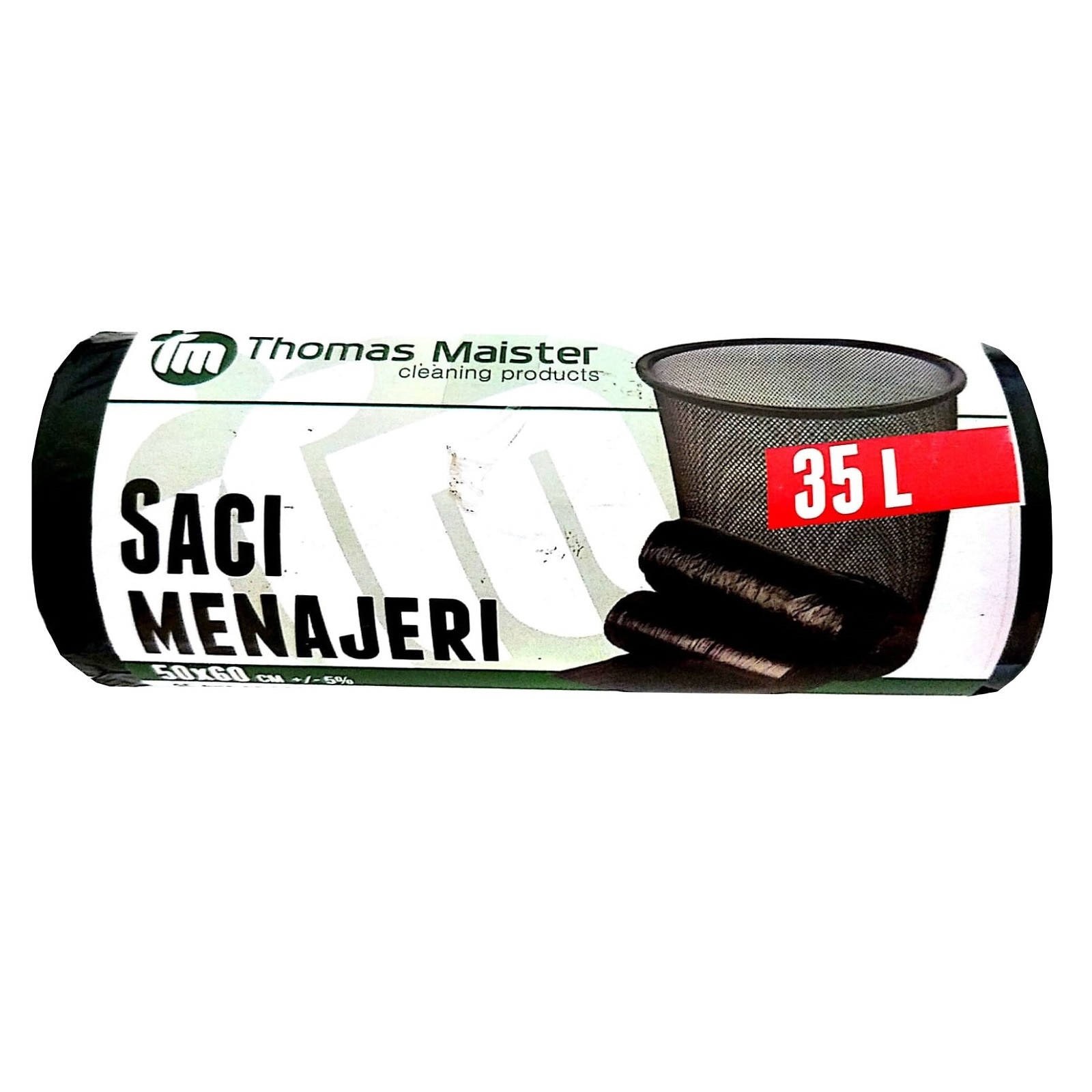Saci menajeri, Thomas Maister, LDPE, 35L, Negru, 15 buc/rola