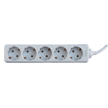 Prelungitor 5 metri 5 prize schuko cu cablu de 3 x 1mm, alb, TED Electric Prelungitor 5 metri 5 prize schuko cu cablu de 3 x 1mm, alb, TED Electric