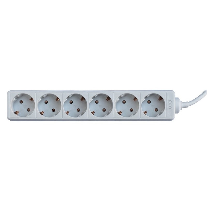 Prelungitor 5 metri 6 prize schuko, alb, cablu 3 x 1,5mm, TED Electric