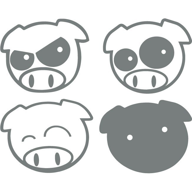 Sticker auto - Purcelusi (pachet) - Gri Metal - 4buc 14x12 cm