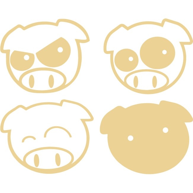 Sticker auto - Purcelusi (pachet) - Bej - 4buc 14x12 cm