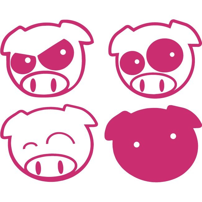Sticker auto - Purcelusi (pachet) - Magenta - 4buc 14x12 cm