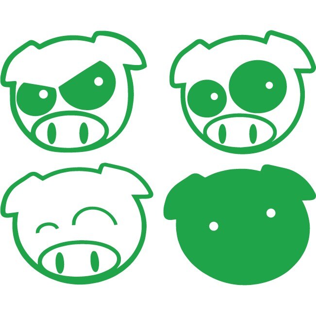 Sticker auto - Purcelusi (pachet) - Verde - 4buc 14x12 cm