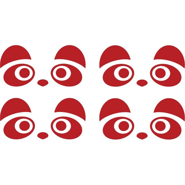 Sticker maner usa auto - Ursuleti panda - Rosu Cardinal - 4 buc 8x4 cm