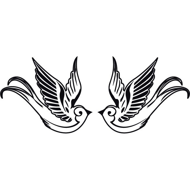 Sticker auto - Randunici (pachet) - Negru - 2buc 18x15 cm