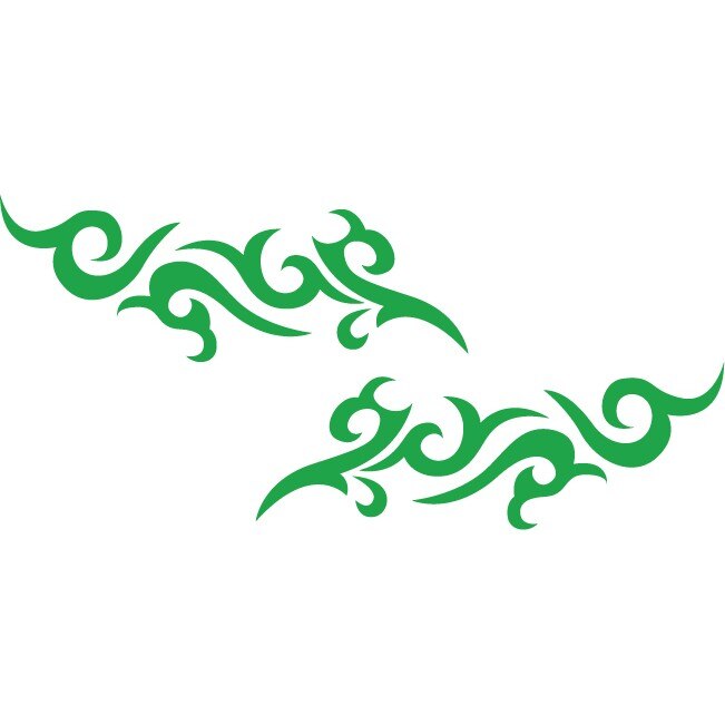 Sticker oglinzi retrovizoare - Tatuaj tribal - Verde - 2buc 16x6 cm
