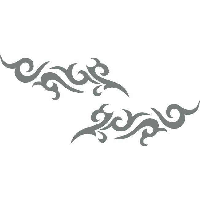 Sticker oglinzi retrovizoare - Tatuaj tribal - Gri Metal - 2buc 16x6 cm