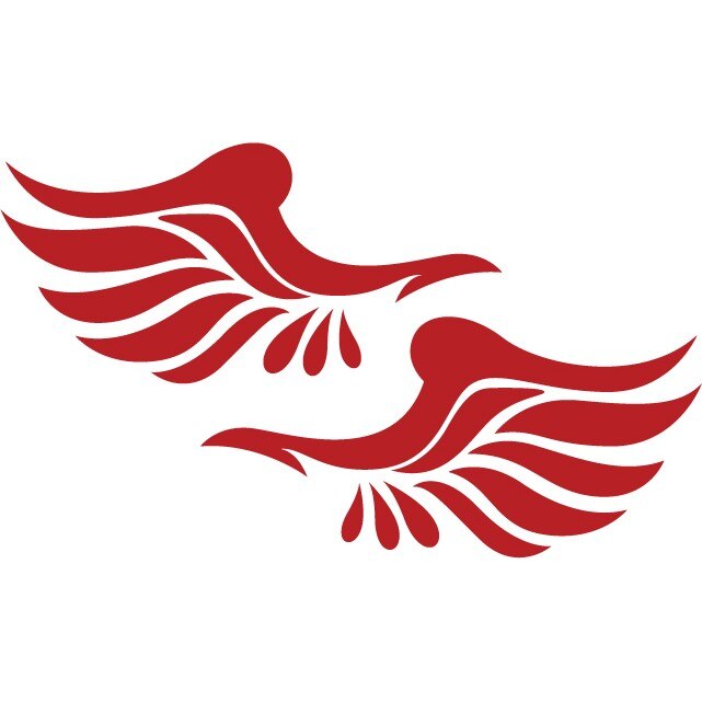 Sticker oglinzi retrovizoare - Aripi - Rosu Cardinal - 2buc 16x8 cm