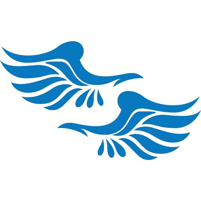 Sticker oglinzi retrovizoare - Aripi - Albastru - 2buc 16x8 cm