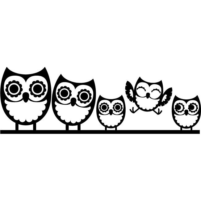 Sticker auto - Bufnite fericite - Negru - 35x12 cm