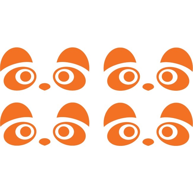 Sticker maner usa auto - Ursuleti panda - Portocaliu - 4 buc 8x4 cm