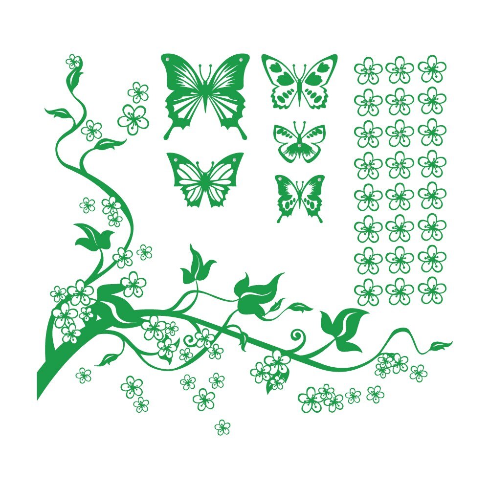 Farmec de primavara + Cristale - Sticker Decorativ - Verde - 89x97 cm