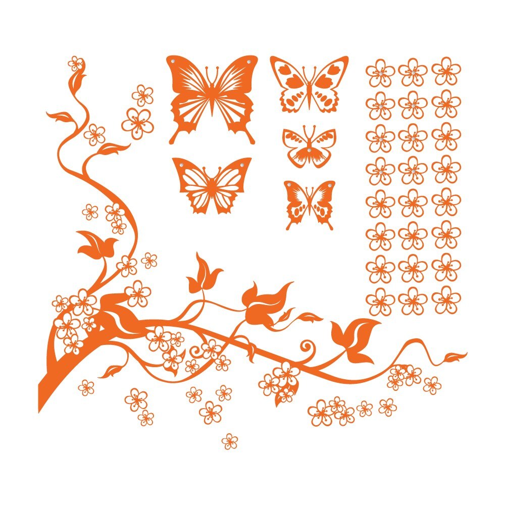 Farmec de primavara + Cristale - Sticker Decorativ - Portocaliu - 89x97 cm
