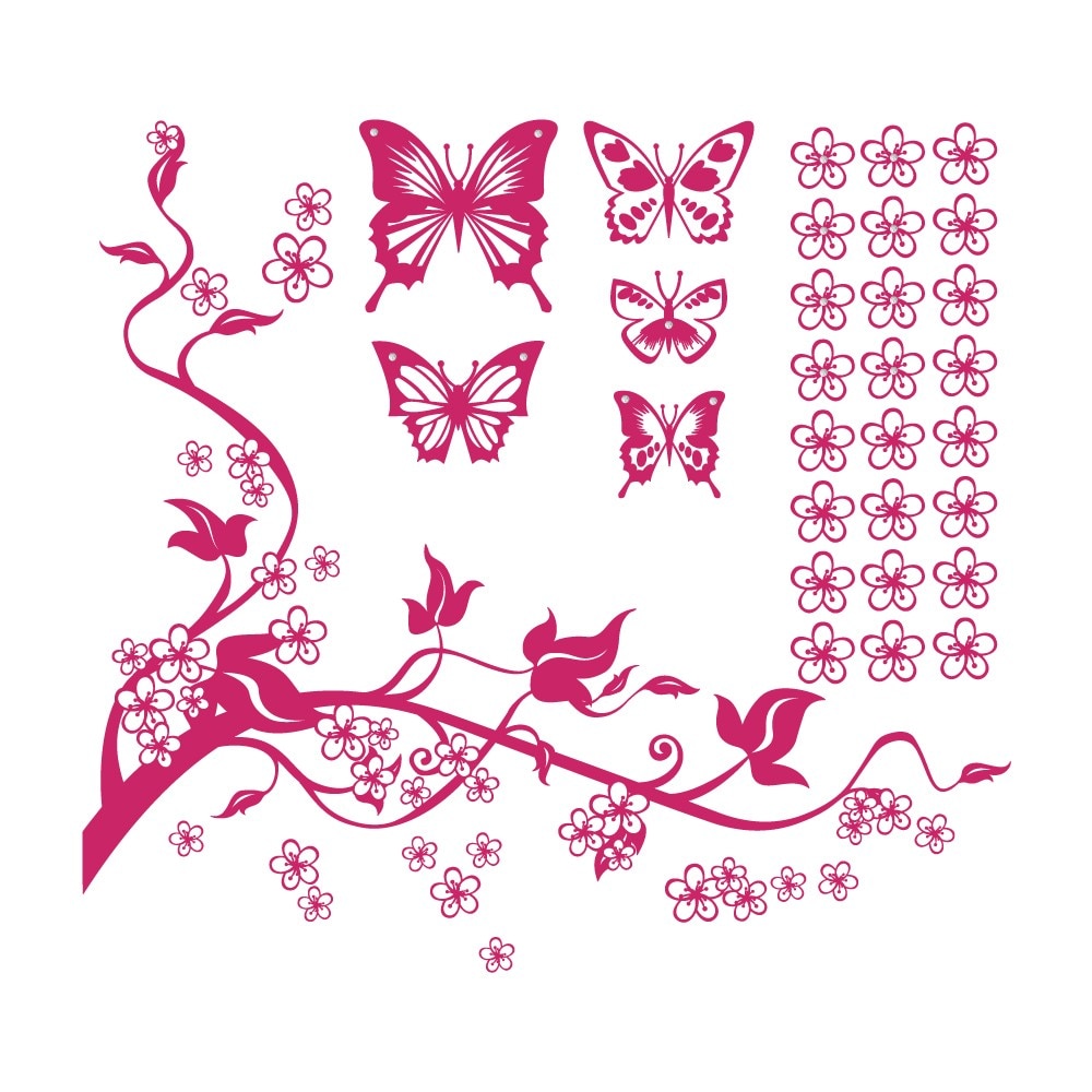 Farmec de primavara + Cristale - Sticker Decorativ - Magenta - 89x97 cm