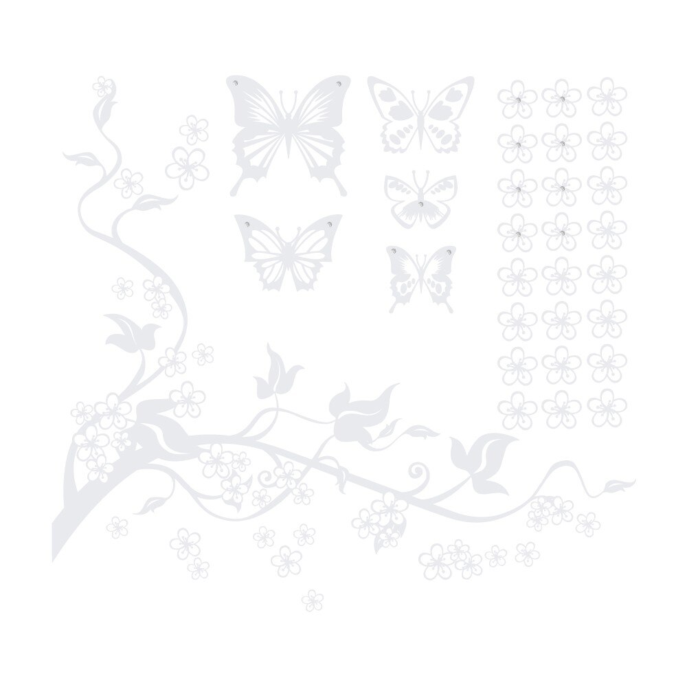 Farmec de primavara + Cristale - Sticker Decorativ - Alb polar - 89x97 cm
