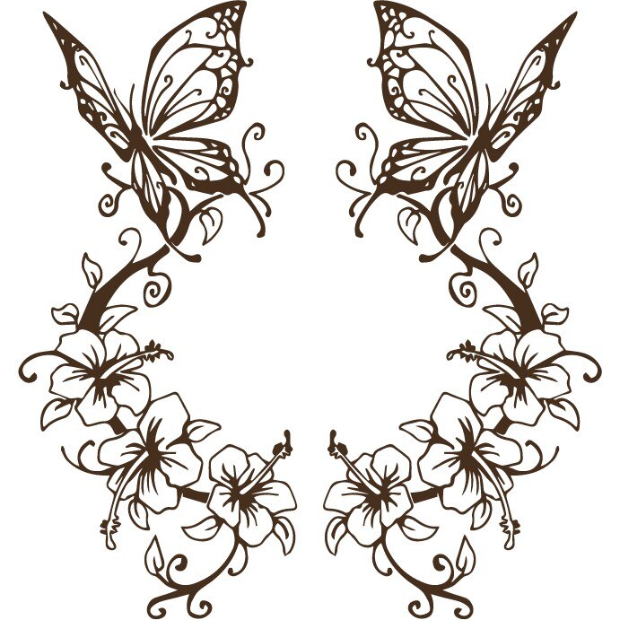 Sticker auto - Orhidee si fluturi - Choco - 2buc 23x50 cm