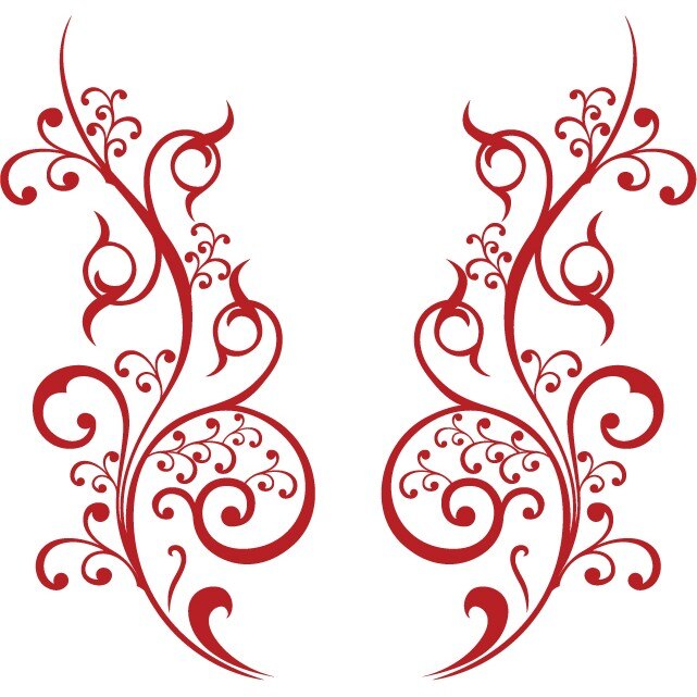 Sticker auto - Floricele creative (pachet) - Rosu Cardinal - 2buc 24x50 cm