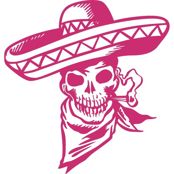 Sticker auto - Craniu mexican - Magenta - 24x25 cm