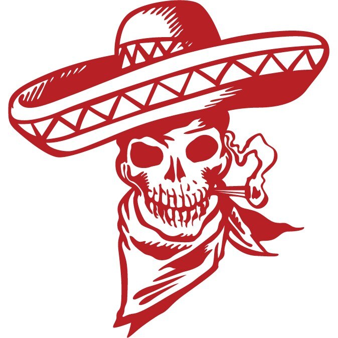 Sticker auto - Craniu mexican - Rosu Cardinal - 24x25 cm