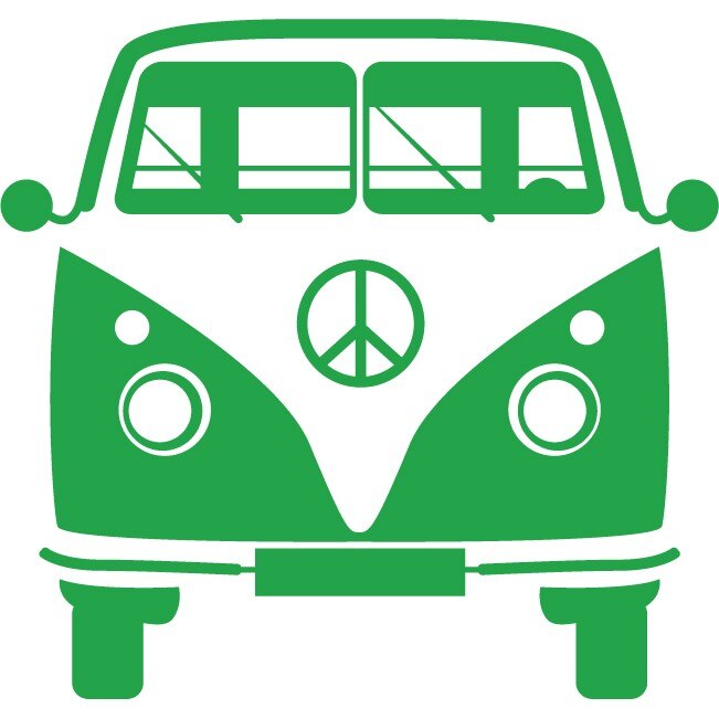 Sticker auto - Microbuz hippie - Verde - 20x19 cm