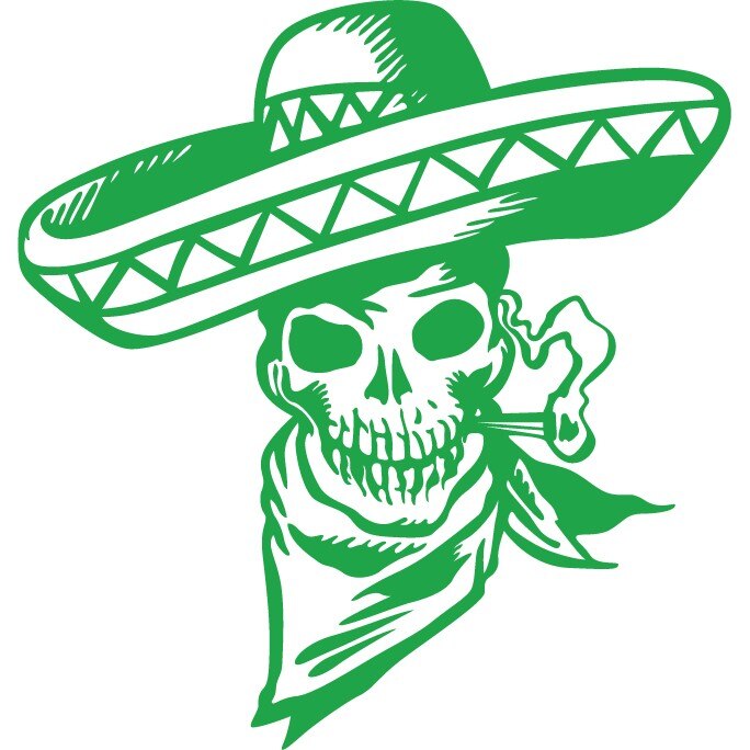 Sticker auto - Craniu mexican - Verde - 24x25 cm