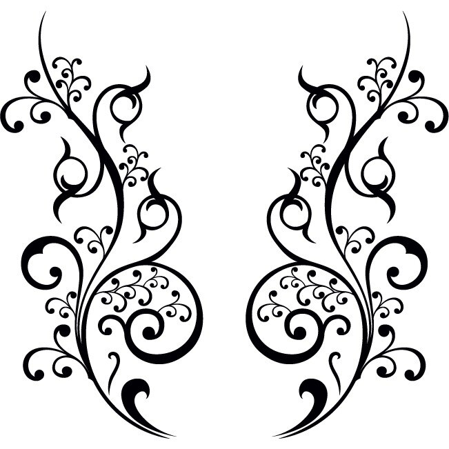 Sticker auto - Floricele creative (pachet) - Negru - 2buc 24x50 cm