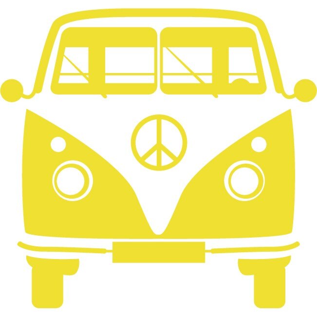 Sticker auto - Microbuz hippie - Lemon - 20x19 cm