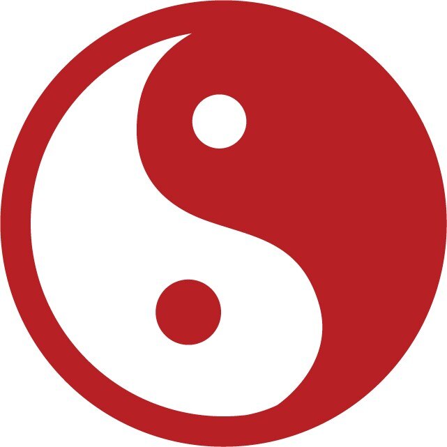 Sticker auto - Yin Yang - Rosu Cardinal - 15x15 cm