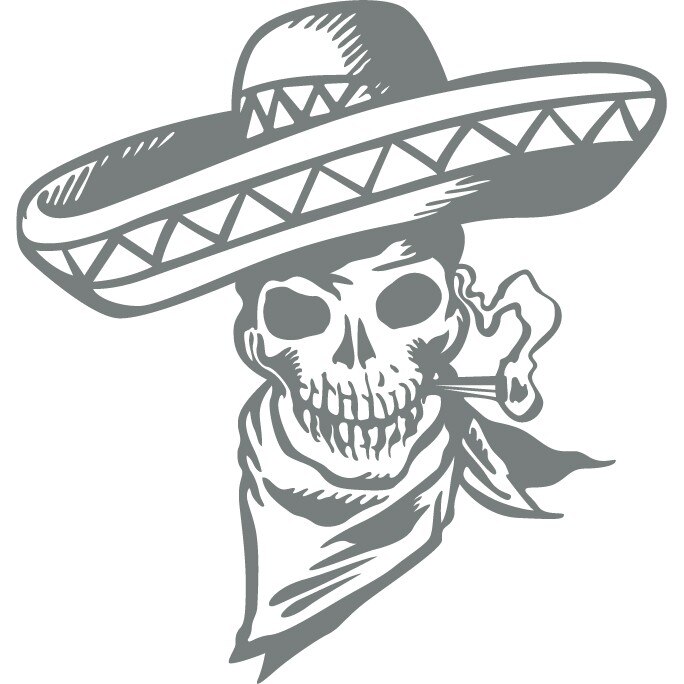 Sticker auto - Craniu mexican - Gri Metal - 24x25 cm