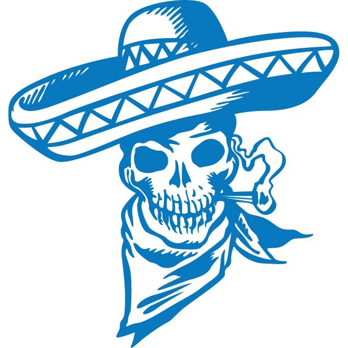 Sticker auto - Craniu mexican - Albastru - 24x25 cm