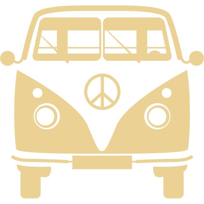 Sticker auto - Microbuz hippie - Bej - 20x19 cm