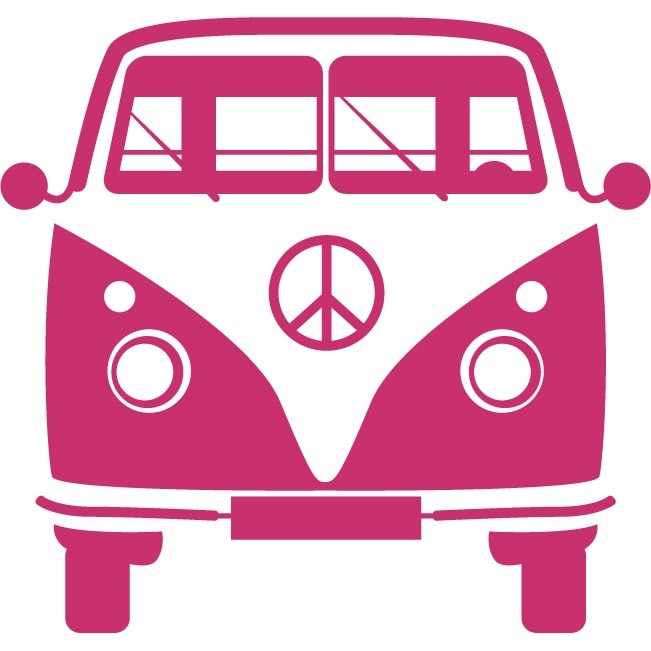 Sticker auto - Microbuz hippie - Magenta - 20x19 cm
